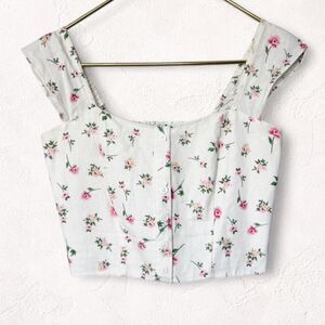 Joie Floral Linen Blend Crop Top XS Button Front Cottagecore Romantic